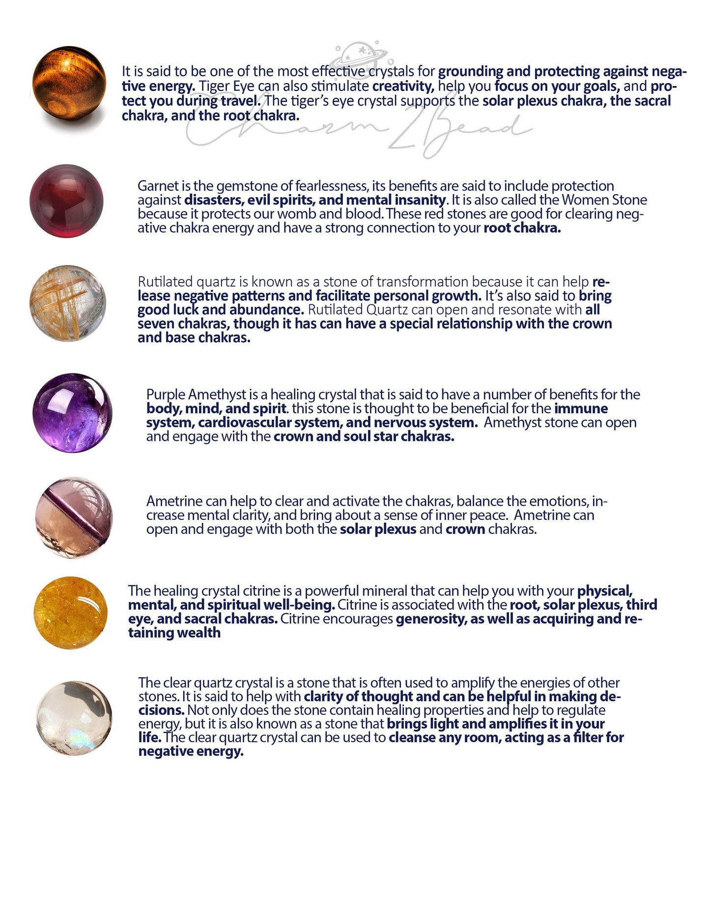 Aries Horoscope Lucky Guardian Crystal Natural Gemstone Bracelet Handmade Original Design on Elastic Band