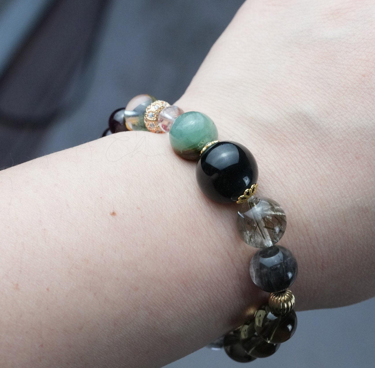 Capricorn Horoscope Lucky Guardian Crystal Natural Gemstone Bracelet Handmade Original Design on Elastic Band
