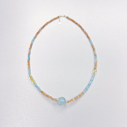 Confidence in Love - Aquamarine & Strawberry Quartz necklace